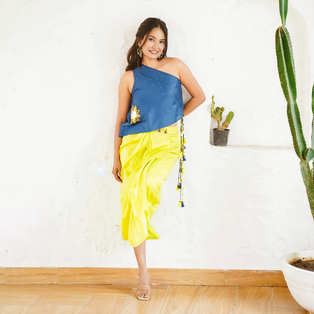 Blouse with Chanderi Dhoti