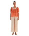 Beige Gathered Palazzo